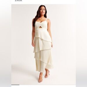 Ivory Pleated Tiered Maxi Dress